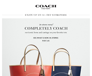 Coach Factory email newsletter August 2014