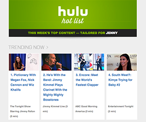 Hulu email newsletter August 2014