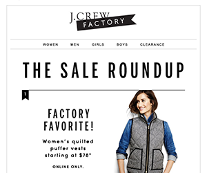 J.Crew Factory email newsletter August 2014