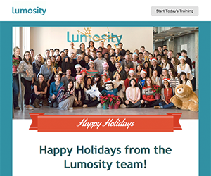 Lumosity email newsletter December 2014