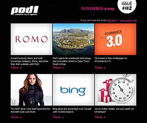 Pod1 email newsletter November 2009