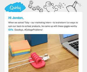 Quirky email newsletter August 2014